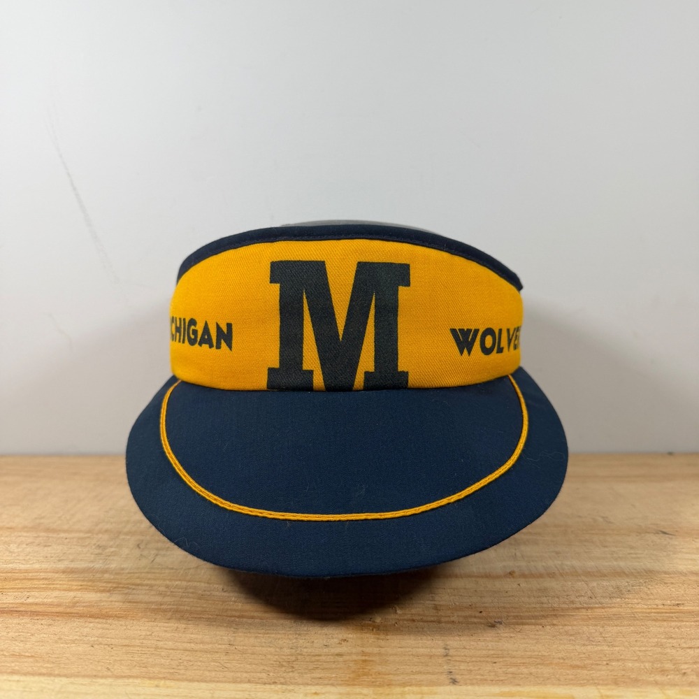 Michigan Wolverines Visor OSFA Maize Yellow Snapback Vintage 80s Hat Visor NCAA